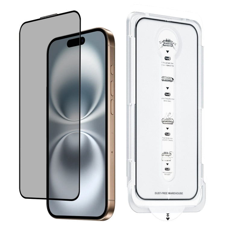For iPhone 16 Plus Dust-Free Easy Install Privacy Tempered Glass Film(Black) by buy2fix
