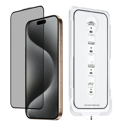 For iPhone 15 Pro Max Dust-Free Easy Install Privacy Tempered Glass Film(Black) - iPhone 15 Pro Max Tempered Glass by buy2fix | Online Shopping UK | buy2fix