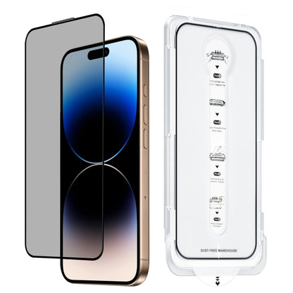 For iPhone 14 Pro Max Dust-Free Easy Install Privacy Tempered Glass Film(Black) - iPhone 14 Pro Max Tempered Glass by buy2fix | Online Shopping UK | buy2fix