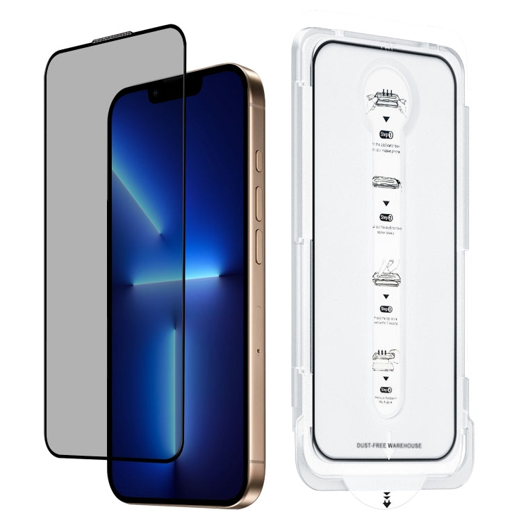 For iPhone 13 Pro Dust-Free Easy Install Privacy Tempered Glass Film(Black) - iPhone 13 Pro Tempered Glass by buy2fix | Online Shopping UK | buy2fix