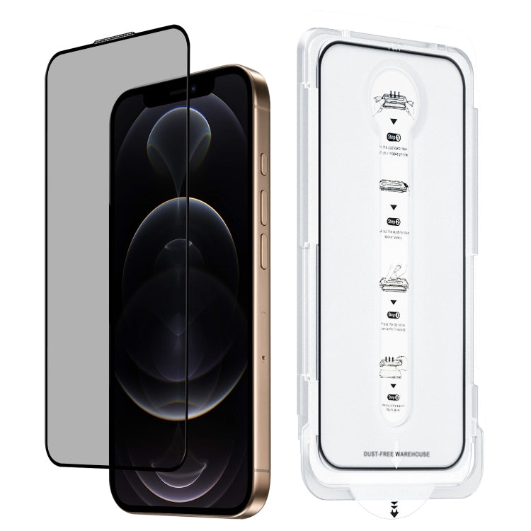 For iPhone 12 Pro Dust-Free Easy Install Privacy Tempered Glass Film(Black) - iPhone 12 / 12 Pro Tempered Glass by buy2fix | Online Shopping UK | buy2fix