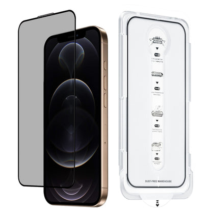 For iPhone 12 Pro Dust-Free Easy Install Privacy Tempered Glass Film(Black) - iPhone 12 / 12 Pro Tempered Glass by buy2fix | Online Shopping UK | buy2fix