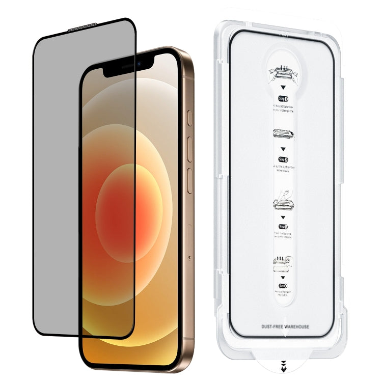 For iPhone 12 Dust-Free Easy Install Privacy Tempered Glass Film(Black) - iPhone 12 / 12 Pro Tempered Glass by buy2fix | Online Shopping UK | buy2fix