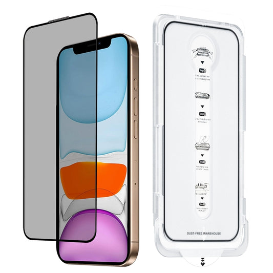 For iPhone 11 Dust-Free Easy Install Privacy Tempered Glass Film(Black) - iPhone 11 Tempered Glass by buy2fix | Online Shopping UK | buy2fix