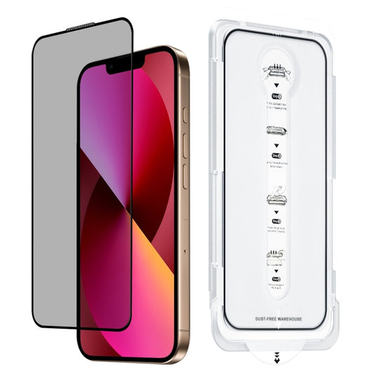 For iPhone 13 Dust-Free Easy Install Privacy Tempered Glass Film(Black) - iPhone 13 Tempered Glass by buy2fix | Online Shopping UK | buy2fix