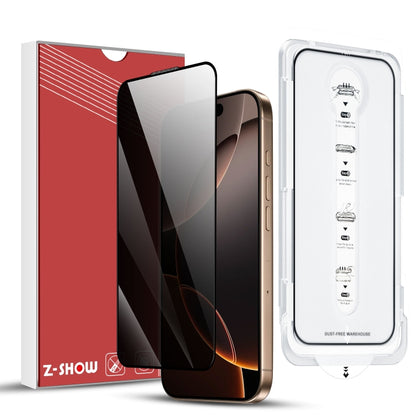 For iPhone 14 Pro Max Dust-Free Easy Install Privacy Tempered Glass Film(Black) - iPhone 14 Pro Max Tempered Glass by buy2fix | Online Shopping UK | buy2fix