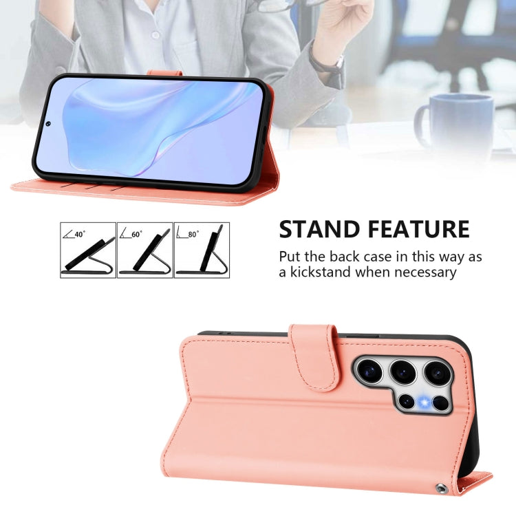 For Samsung Galaxy S25 Ultra 5G Skin Feel Solid Color Leather Phone Case with Lanyard(Pink) - Galaxy S25 Ultra 5G Cases by buy2fix | Online Shopping UK | buy2fix