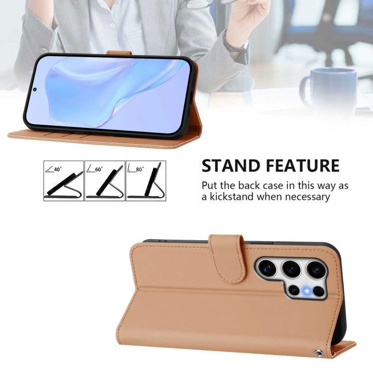 For Samsung Galaxy S25 Ultra 5G Skin Feel Solid Color Leather Phone Case with Lanyard(Nude) - Galaxy S25 Ultra 5G Cases by buy2fix | Online Shopping UK | buy2fix