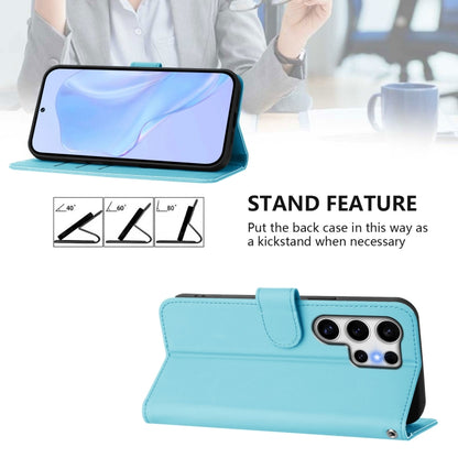 For Samsung Galaxy S25 Ultra 5G Skin Feel Solid Color Leather Phone Case with Lanyard(Sky Blue) by buy2fix
