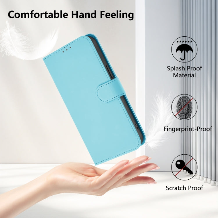 For Samsung Galaxy S25 Ultra 5G Skin Feel Solid Color Leather Phone Case with Lanyard(Sky Blue) by buy2fix