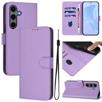 For Samsung Galaxy S25+ 5G Skin Feel Solid Color Leather Phone Case with Lanyard(Lavender Purple) by buy2fix