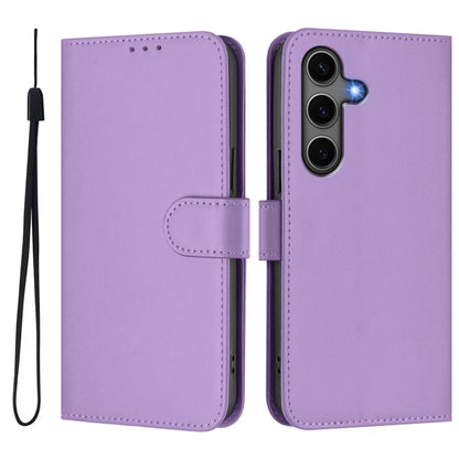 For Samsung Galaxy S25+ 5G Skin Feel Solid Color Leather Phone Case with Lanyard(Lavender Purple) by buy2fix
