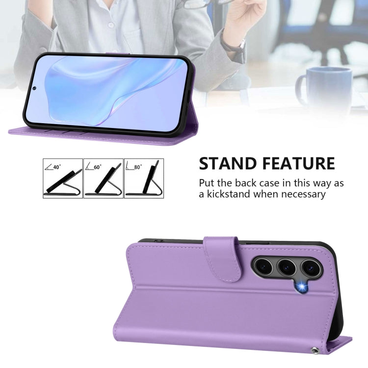 For Samsung Galaxy S25+ 5G Skin Feel Solid Color Leather Phone Case with Lanyard(Lavender Purple) by buy2fix