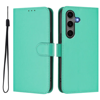 For Samsung Galaxy S25+ 5G Skin Feel Solid Color Leather Phone Case with Lanyard(Green) by buy2fix