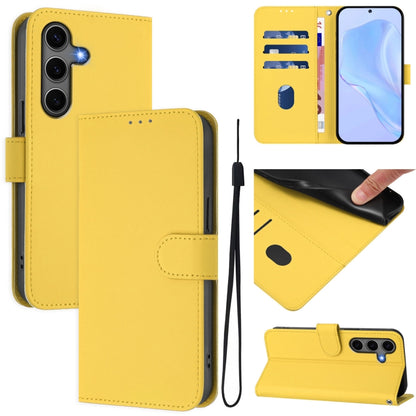 For Samsung Galaxy S25+ 5G Skin Feel Solid Color Leather Phone Case with Lanyard(Lemon Yellow) by buy2fix