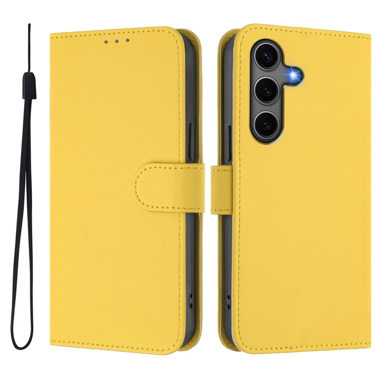For Samsung Galaxy S25+ 5G Skin Feel Solid Color Leather Phone Case with Lanyard(Lemon Yellow) by buy2fix