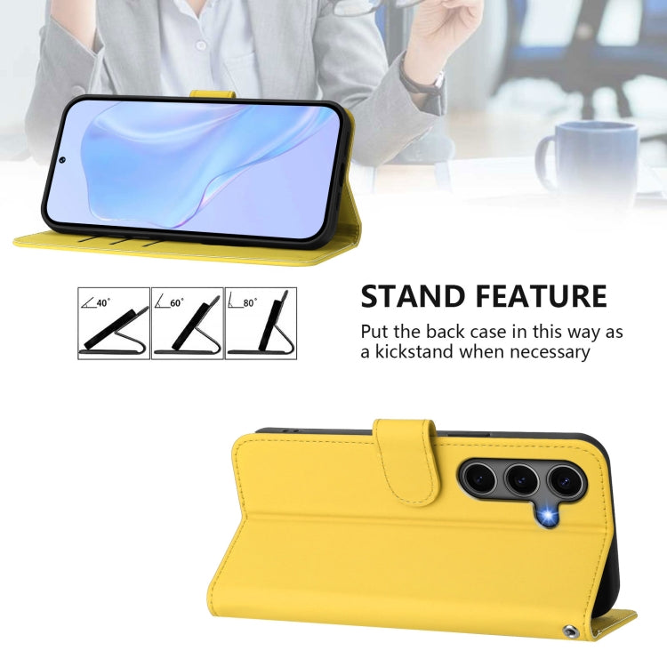 For Samsung Galaxy S25+ 5G Skin Feel Solid Color Leather Phone Case with Lanyard(Lemon Yellow) by buy2fix