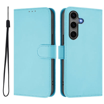 For Samsung Galaxy S25+ 5G Skin Feel Solid Color Leather Phone Case with Lanyard(Sky Blue) by buy2fix