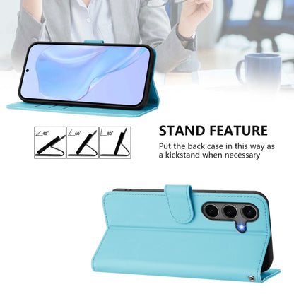 For Samsung Galaxy S25+ 5G Skin Feel Solid Color Leather Phone Case with Lanyard(Sky Blue) by buy2fix