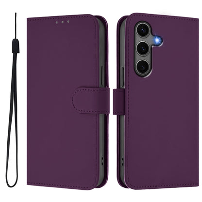 For Samsung Galaxy S25+ 5G Skin Feel Solid Color Leather Phone Case with Lanyard(Violet) by buy2fix