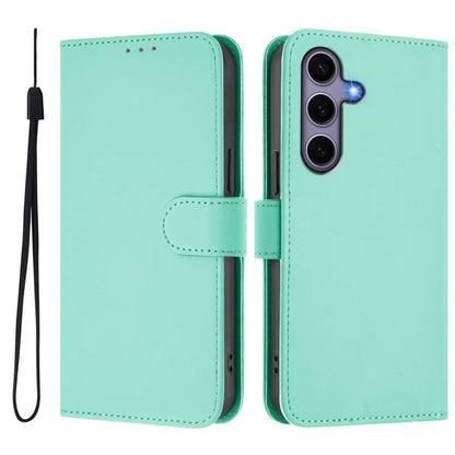 For Samsung Galaxy S25 5G Skin Feel Solid Color Leather Phone Case with Lanyard(Mint Green) - Galaxy S25 5G Cases by buy2fix | Online Shopping UK | buy2fix