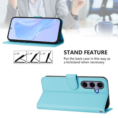 For Samsung Galaxy S25 5G Skin Feel Solid Color Leather Phone Case with Lanyard(Sky Blue) - Galaxy S25 5G Cases by buy2fix | Online Shopping UK | buy2fix