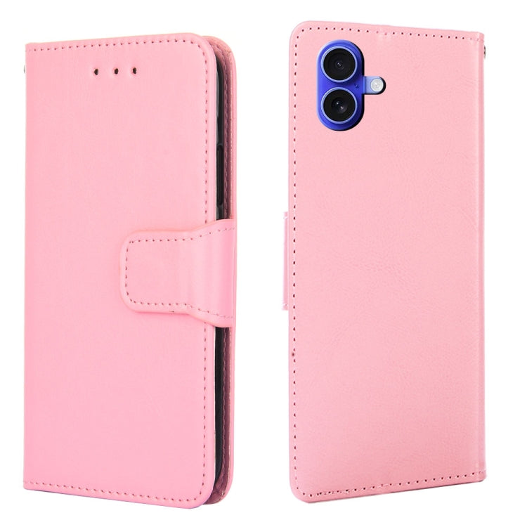 For iPhone 16 Crystal Texture Leather Phone Case(Pink) - iPhone 16 Cases by buy2fix | Online Shopping UK | buy2fix