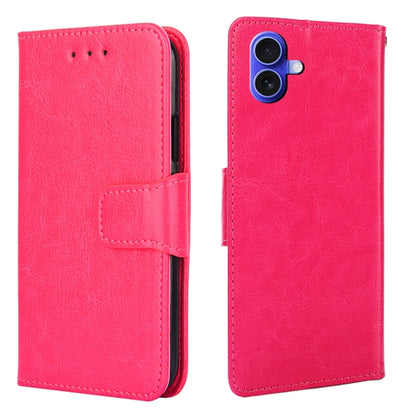 For iPhone 16 Plus Crystal Texture Leather Phone Case(Rose Red) by buy2fix