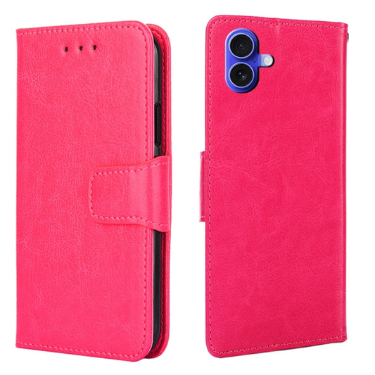 For iPhone 16 Plus Crystal Texture Leather Phone Case(Rose Red) by buy2fix