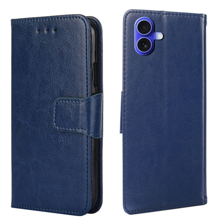For iPhone 16 Plus Crystal Texture Leather Phone Case(Royal Blue) by buy2fix