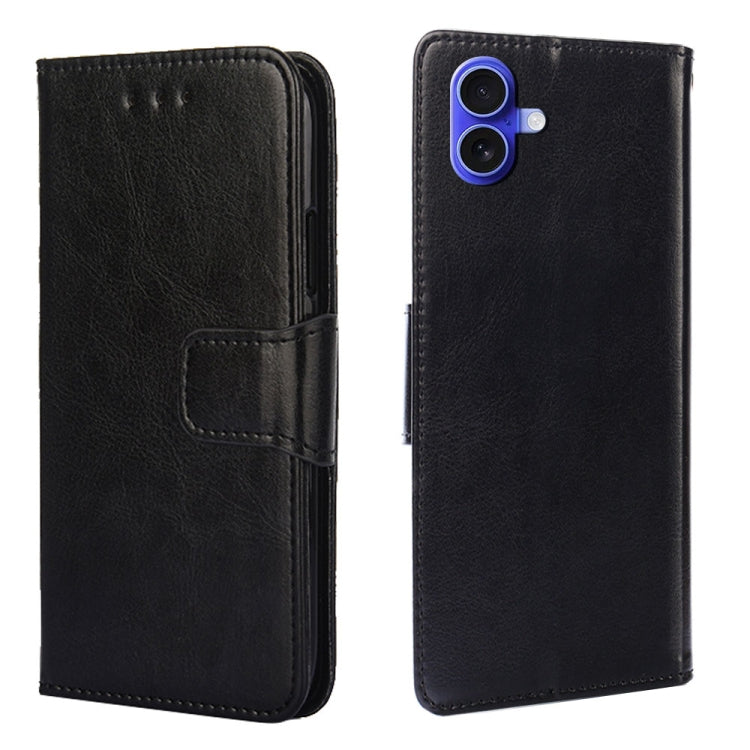 For iPhone 16 Plus Crystal Texture Leather Phone Case(Black) by buy2fix