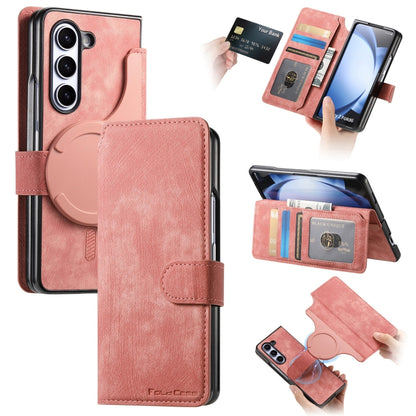 For Samsung Galaxy Z Fold5 CaseNeo MagSafe RFID Anti-theft Retro Leather Phone Case(Pink) - Galaxy Z Fold5 Cases by CaseNeo | Online Shopping UK | buy2fix