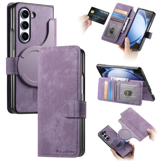 For Samsung Galaxy Z Fold5 CaseNeo MagSafe RFID Anti-theft Retro Leather Phone Case(Purple) - Galaxy Z Fold5 Cases by CaseNeo | Online Shopping UK | buy2fix