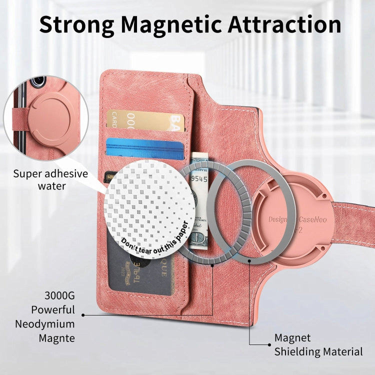 For Samsung Galaxy Z Fold4 CaseNeo MagSafe RFID Anti-theft Retro Leather Phone Case(Pink) - Galaxy Z Fold4 5G Cases by CaseNeo | Online Shopping UK | buy2fix