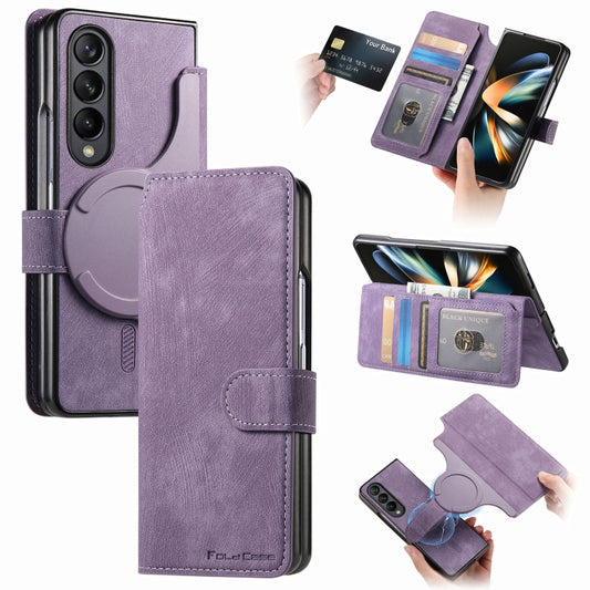 For Samsung Galaxy Z Fold4 CaseNeo MagSafe RFID Anti-theft Retro Leather Phone Case(Purple) - Galaxy Z Fold4 5G Cases by CaseNeo | Online Shopping UK | buy2fix