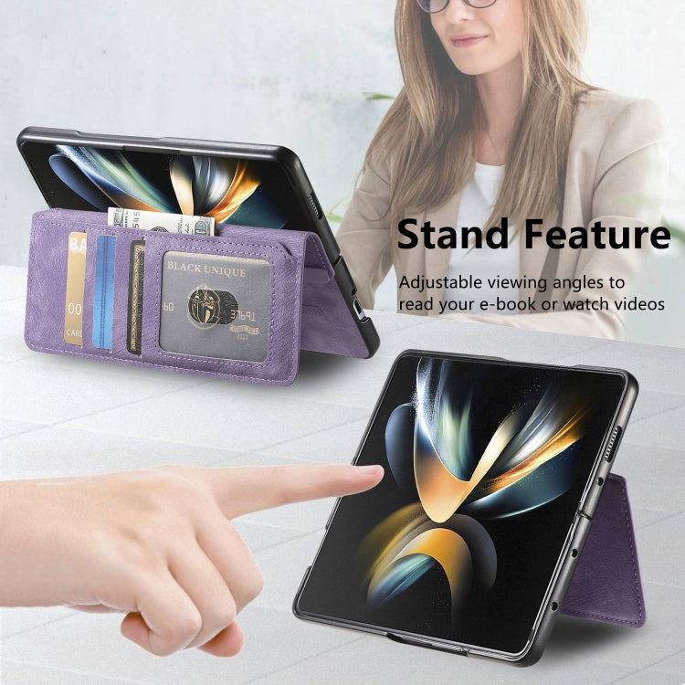 For Samsung Galaxy Z Fold4 CaseNeo MagSafe RFID Anti-theft Retro Leather Phone Case(Purple) - Galaxy Z Fold4 5G Cases by CaseNeo | Online Shopping UK | buy2fix