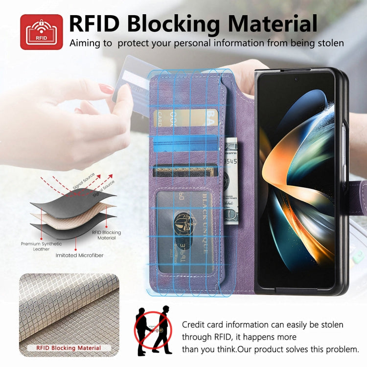 For Samsung Galaxy Z Fold4 CaseNeo MagSafe RFID Anti-theft Retro Leather Phone Case(Purple) - Galaxy Z Fold4 5G Cases by CaseNeo | Online Shopping UK | buy2fix