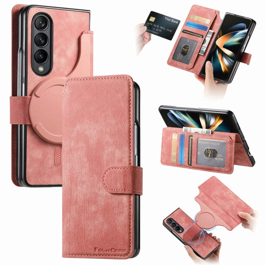For Samsung Galaxy Z Fold3 CaseNeo MagSafe RFID Anti-theft Retro Leather Phone Case(Pink) - Galaxy Phone Cases by CaseNeo | Online Shopping UK | buy2fix