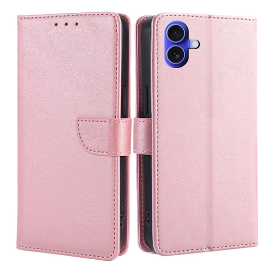 For iPhone 16 Calf Texture Buckle Flip Leather Phone Case(Rose Gold) by buy2fix