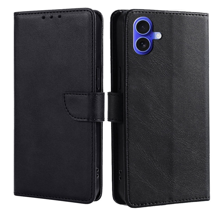 For iPhone 16 Plus Calf Texture Buckle Flip Leather Phone Case(Black) by buy2fix