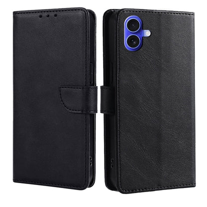 For iPhone 16 Plus Calf Texture Buckle Flip Leather Phone Case(Black) by buy2fix
