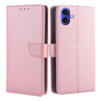 For iPhone 16 Plus Calf Texture Buckle Flip Leather Phone Case(Rose Gold) by buy2fix