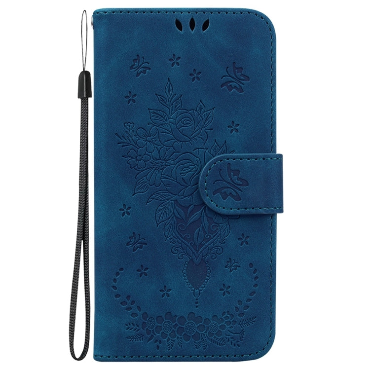 For Samsung Galaxy S25 5G Butterfly Rose Embossed Leather Phone Case(Blue) by buy2fix