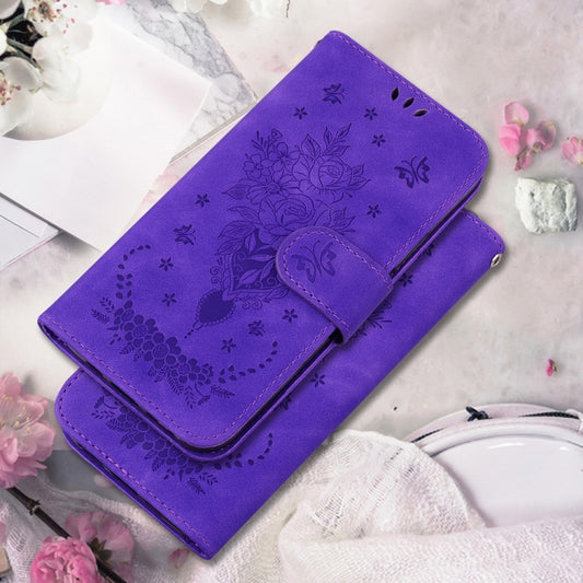 For Samsung Galaxy S25 5G Butterfly Rose Embossed Leather Phone Case(Purple) by buy2fix
