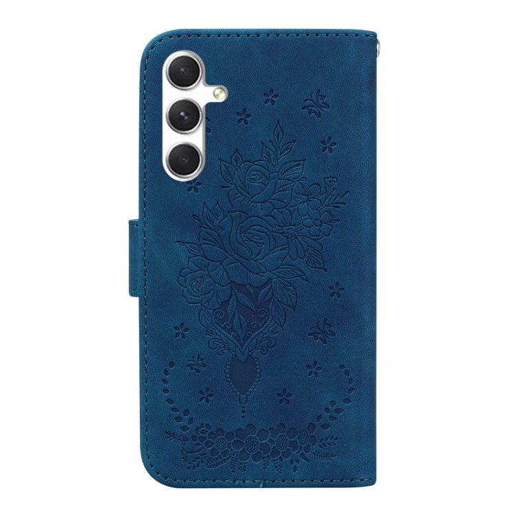 For Samsung Galaxy S25+ 5G Butterfly Rose Embossed Leather Phone Case(Blue) by buy2fix