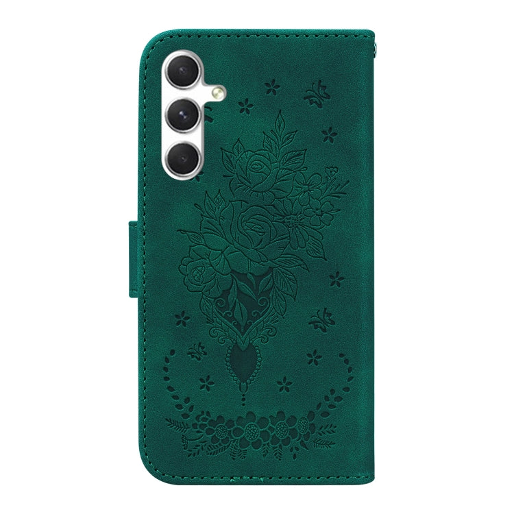 For Samsung Galaxy S25+ 5G Butterfly Rose Embossed Leather Phone Case(Green) by buy2fix