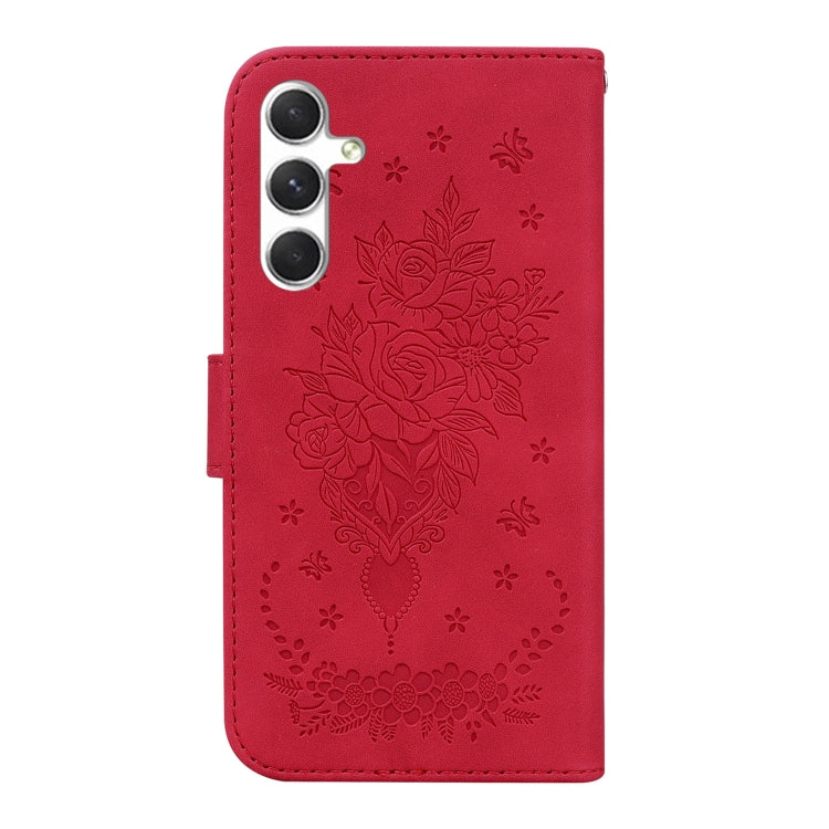 For Samsung Galaxy S25+ 5G Butterfly Rose Embossed Leather Phone Case(Red) by buy2fix