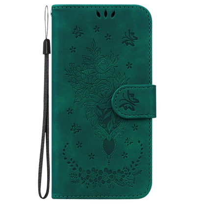 For Samsung Galaxy S25 Ultra 5G Butterfly Rose Embossed Leather Phone Case(Green) - Galaxy S25 Ultra 5G Cases by buy2fix | Online Shopping UK | buy2fix