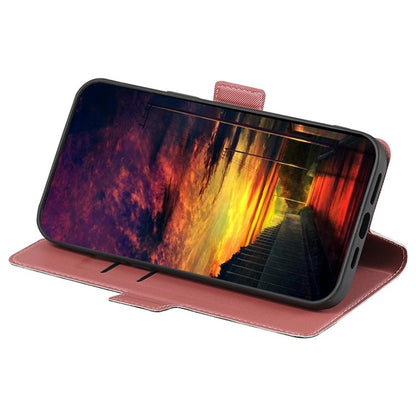 For iPhone 16 Twill Texture Side Button Leather Phone Case(Pink) by buy2fix