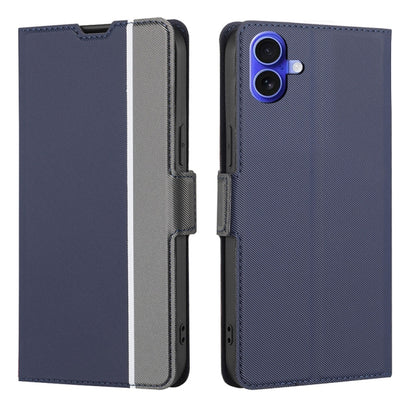 For iPhone 16 Plus Twill Texture Side Button Leather Phone Case(Blue) by buy2fix